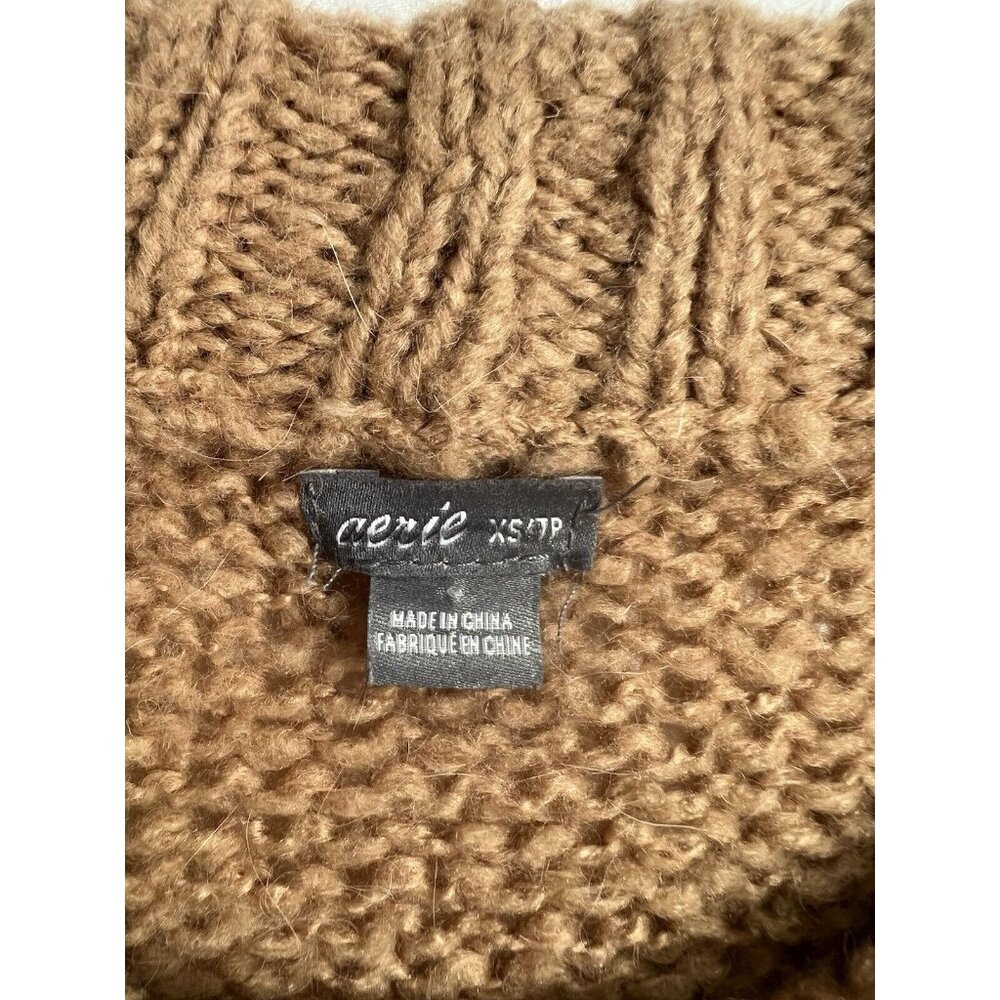 Aerie Women XS Sweater Oversize Boxy Fit Wool Alpaca Polyamide Tan Clunky Knit - Picture 3 of 9